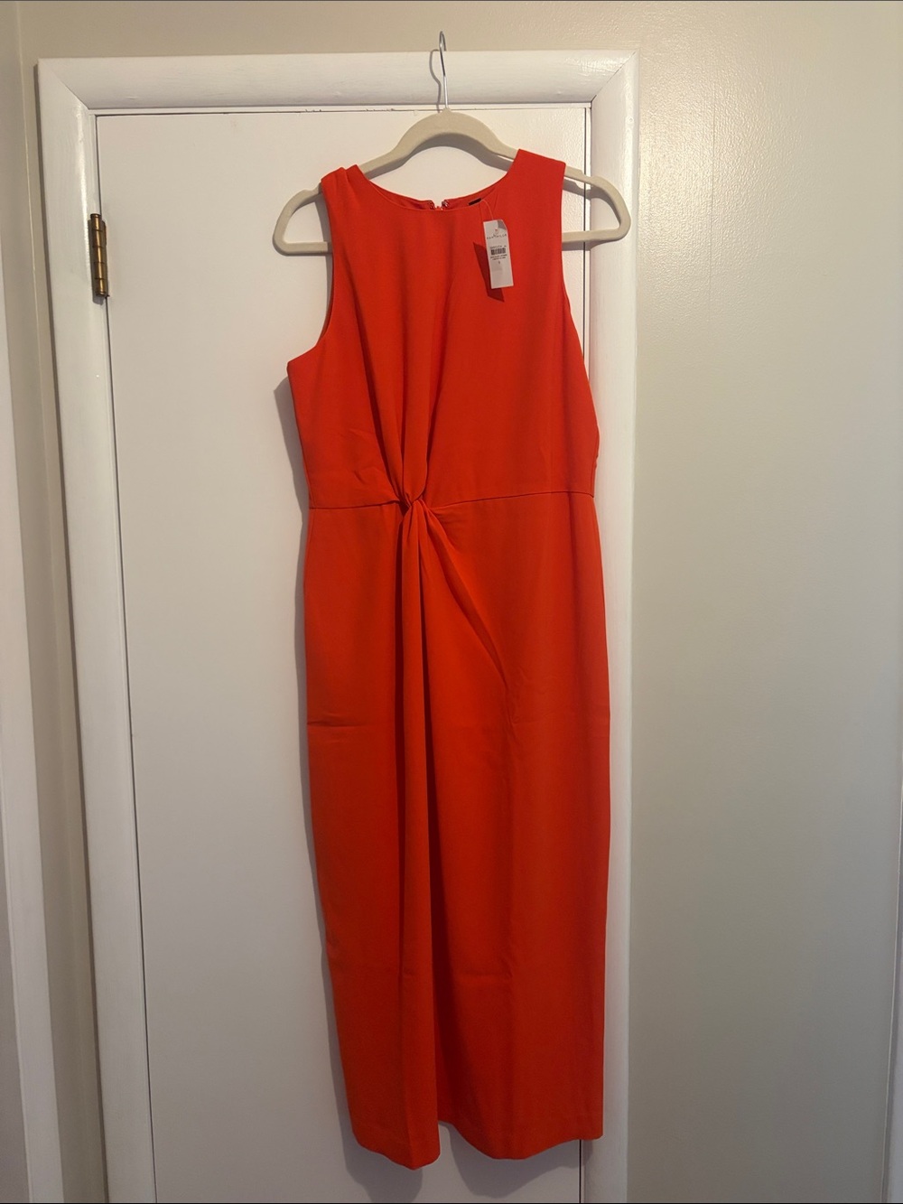 LOFT Sleeveless Twist-Front Orange Midi Dress